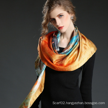 Multicolor Printed Silk Satin Horse Big Square Scarf Shawl 100 * 100 Cm